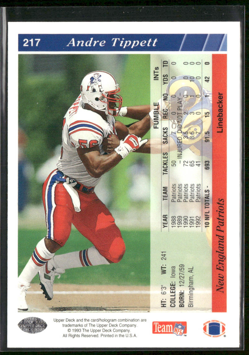 Andre Tippett 1993 Upper Deck #217 New England Patriots