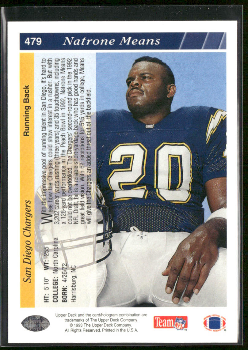 Natrone Means 1993 Upper Deck #479 RC San Diego Chargers