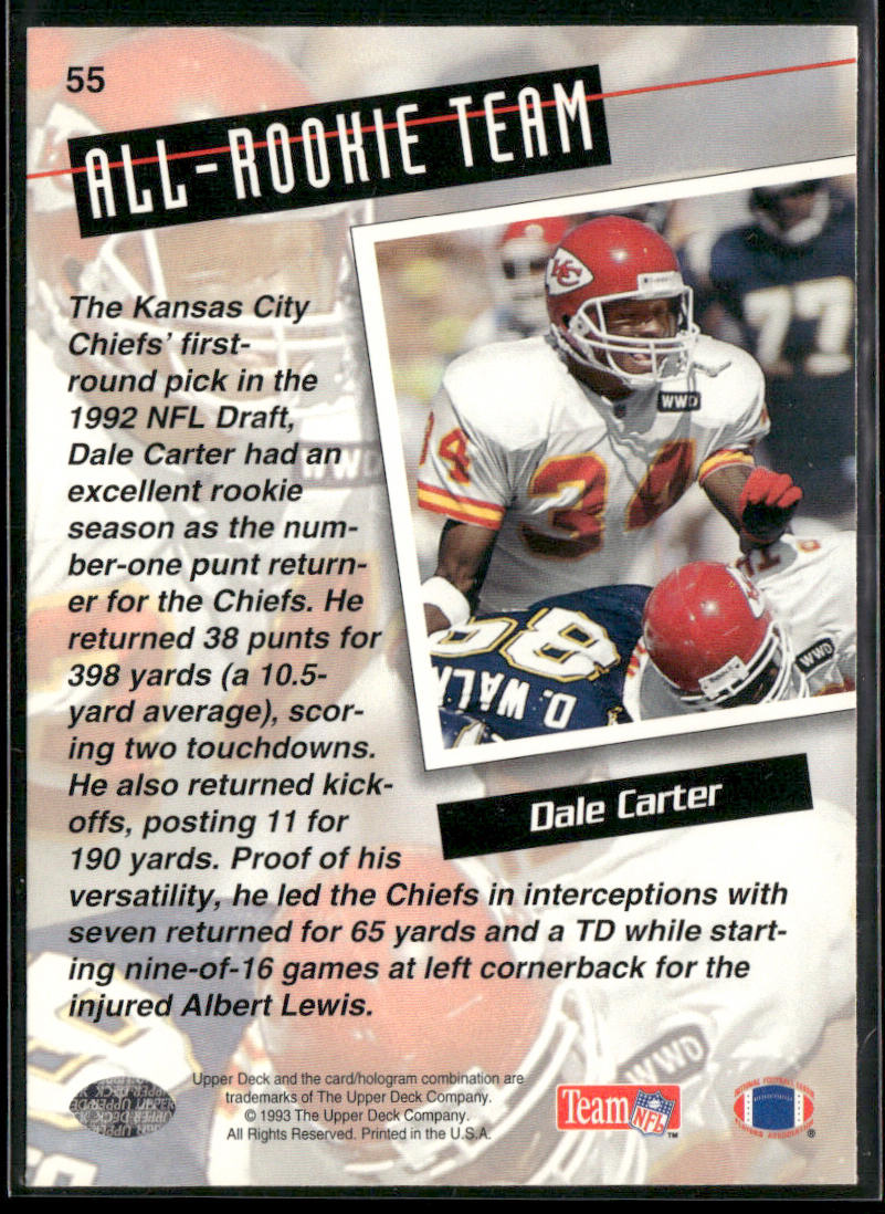 Dale Carter 1993 Upper Deck #55 Kansas City Chiefs