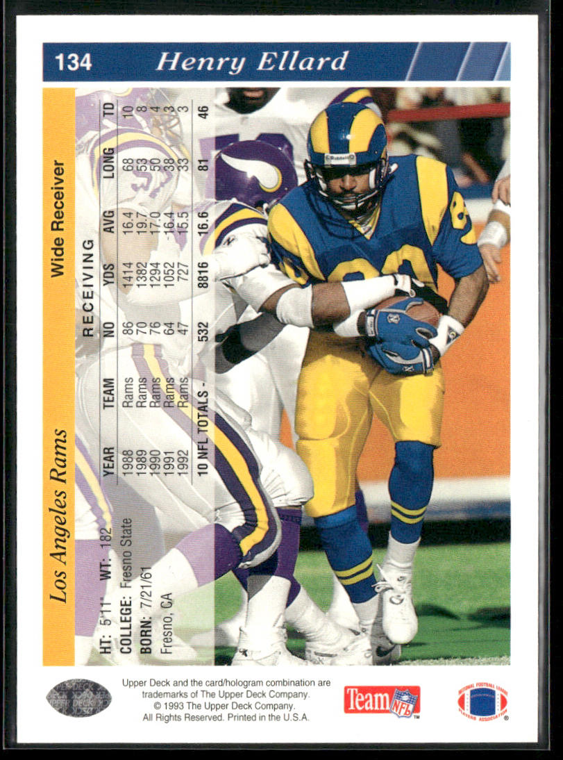 Henry Ellard 1993 Upper Deck #134 Los Angeles Rams