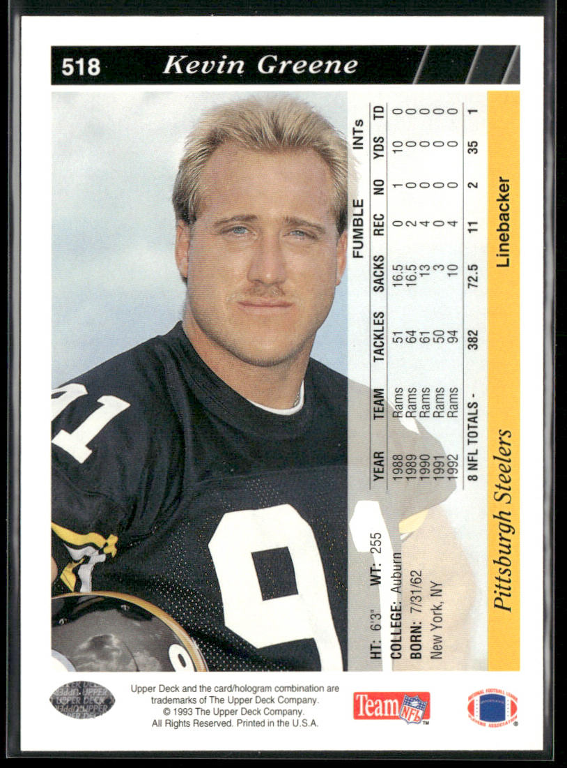 Kevin Greene 1993 Upper Deck #518 Pittsburgh Steelers