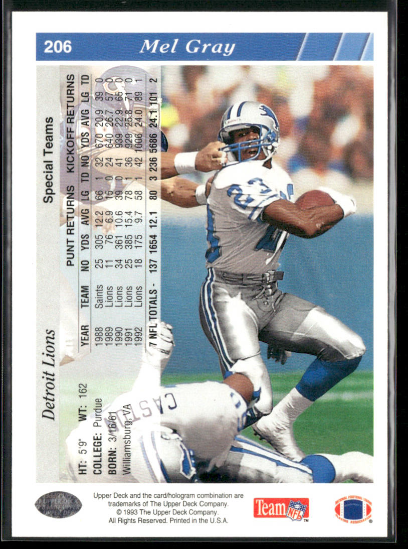 Mel Gray 1993 Upper Deck #206 Detroit Lions