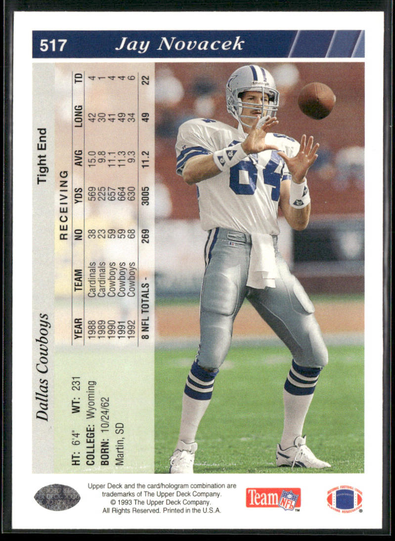Jay Novacek 1993 Upper Deck #517 Dallas Cowboys