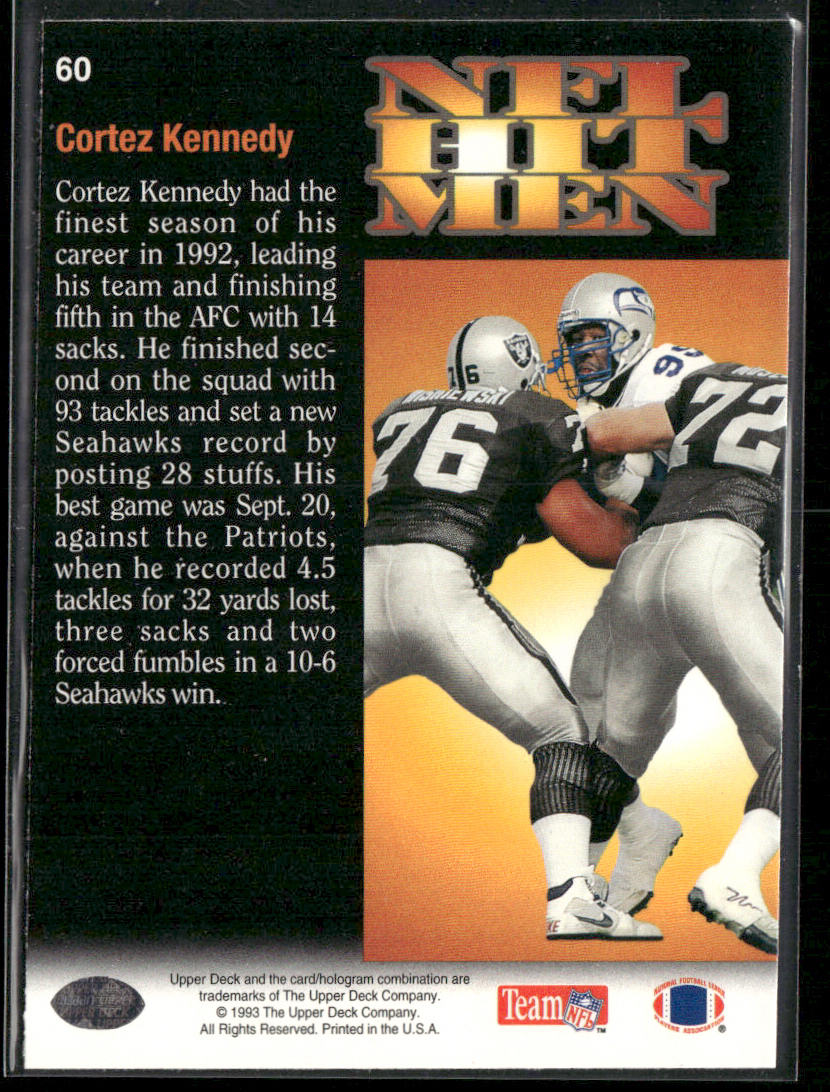 Cortez Kennedy 1993 Upper Deck #60 Seattle Seahawks back