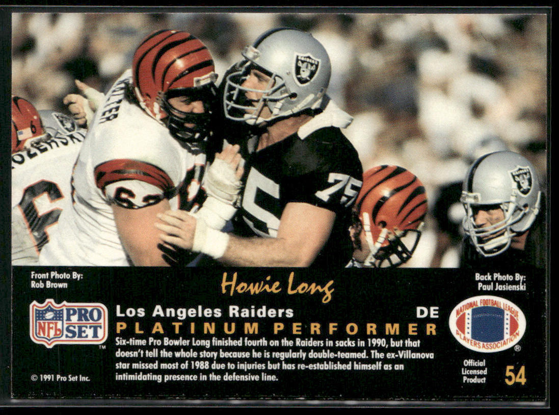 Howie Long 1991 Pro Set Platinum #54 Los Angeles Raiders