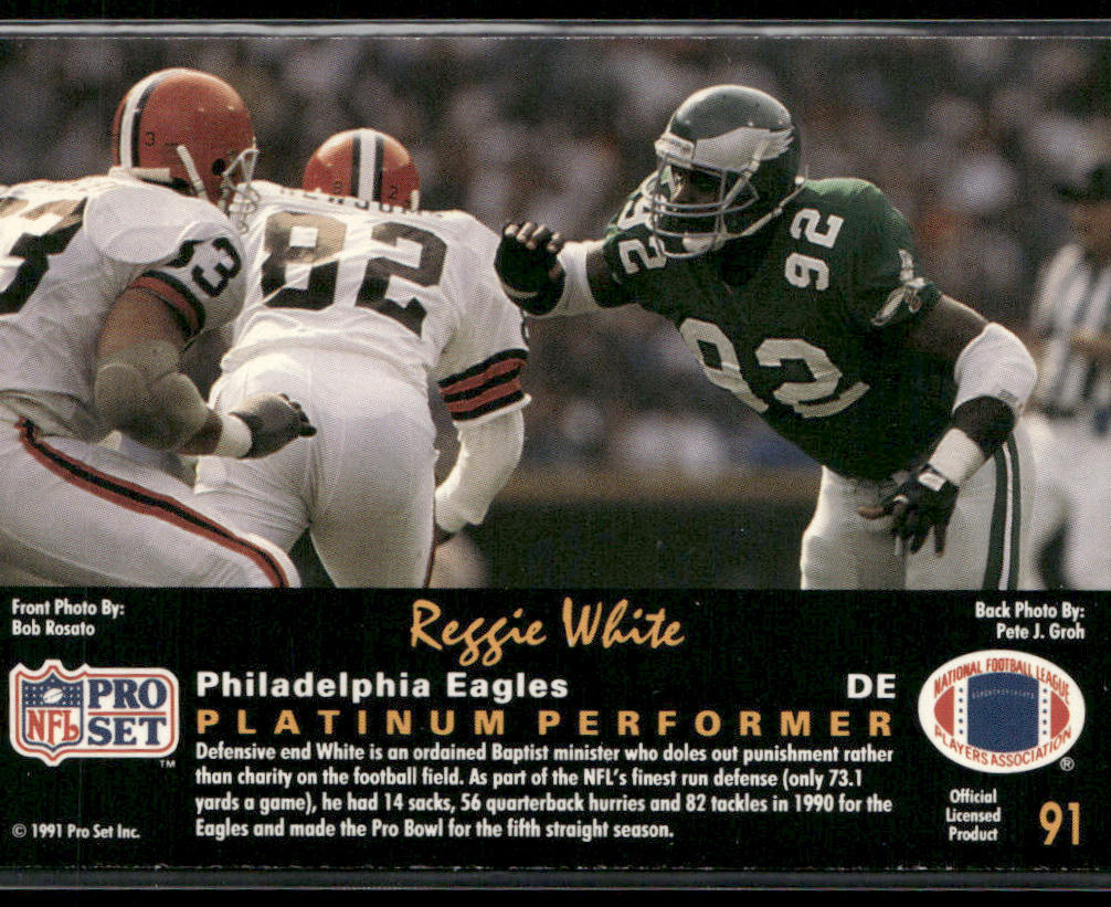 Reggie White 1991 Pro Set Platinum #91 Philadelphia Eagles