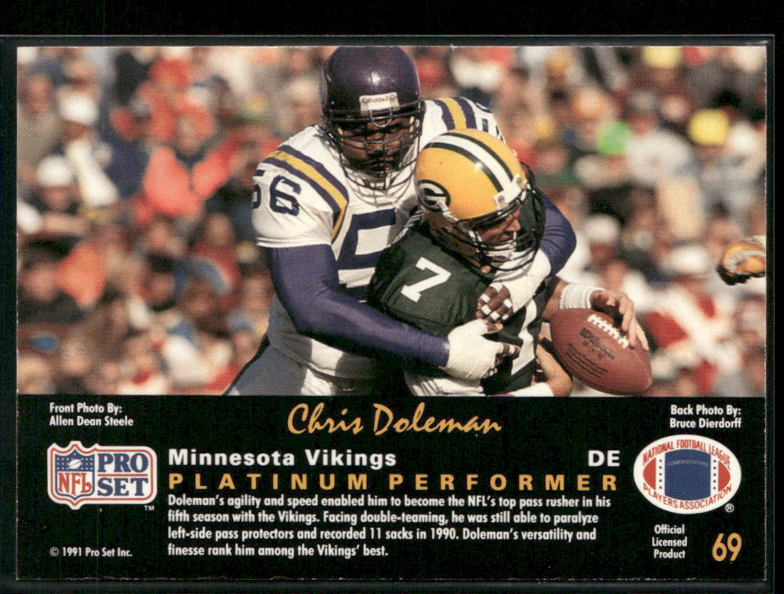 Chris Doleman 1991 Pro Set Platinum #69 Minnesota Vikings