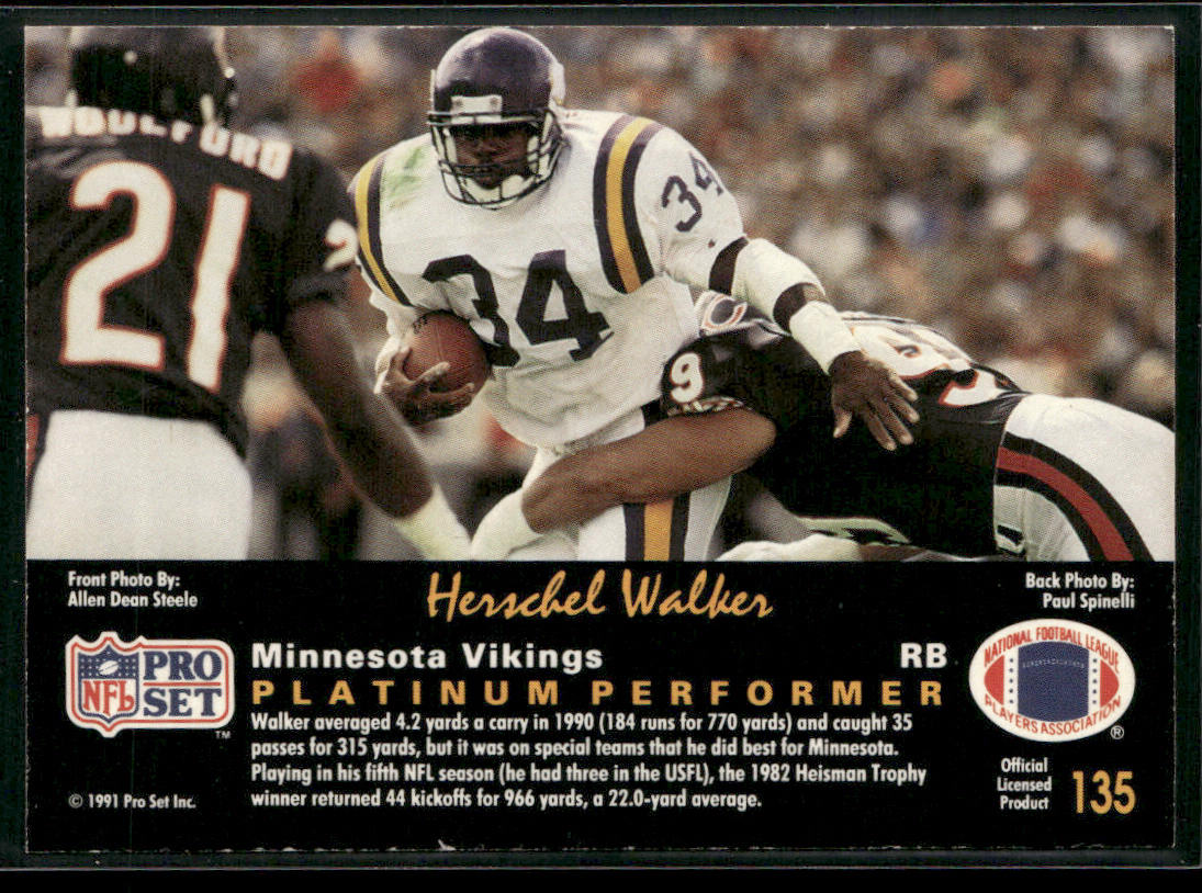 Herschel Walker 1991 Pro Set Platinum #135 Minnesota Vikings