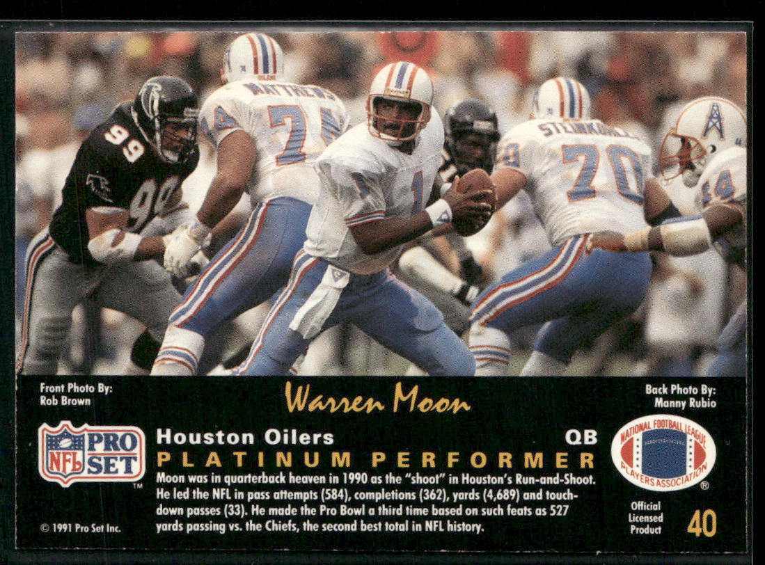 Warren Moon 1991 Pro Set Platinum #40 Houston Oilers