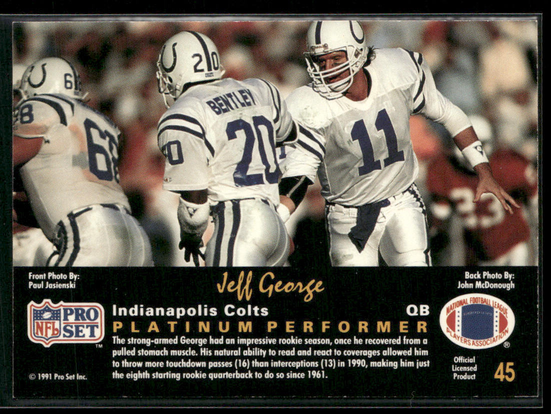 Jeff George 1991 Pro Set Platinum #45 Indianapolis Colts