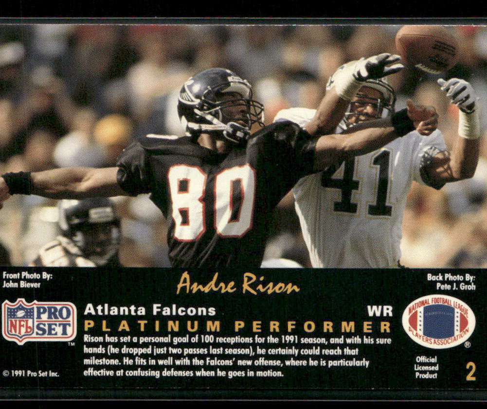 Andre Rison 1991 Pro Set Platinum #2 Atlanta Falcons