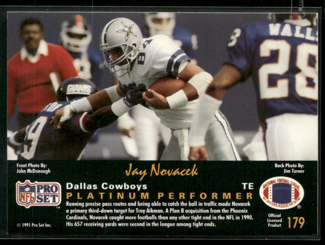 Jay Novacek 1991 Pro Set Platinum #179 Dallas Cowboys
