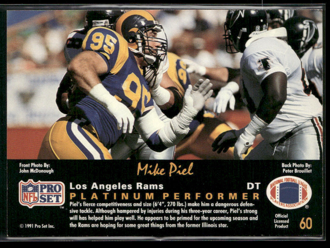 Mike Piel 1991 Pro Set Platinum #60 Los Angeles Rams