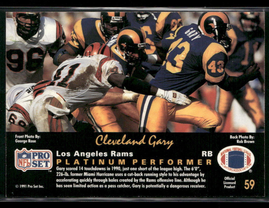 Cleveland Gary 1991 Pro Set Platinum #59 Los Angeles Rams