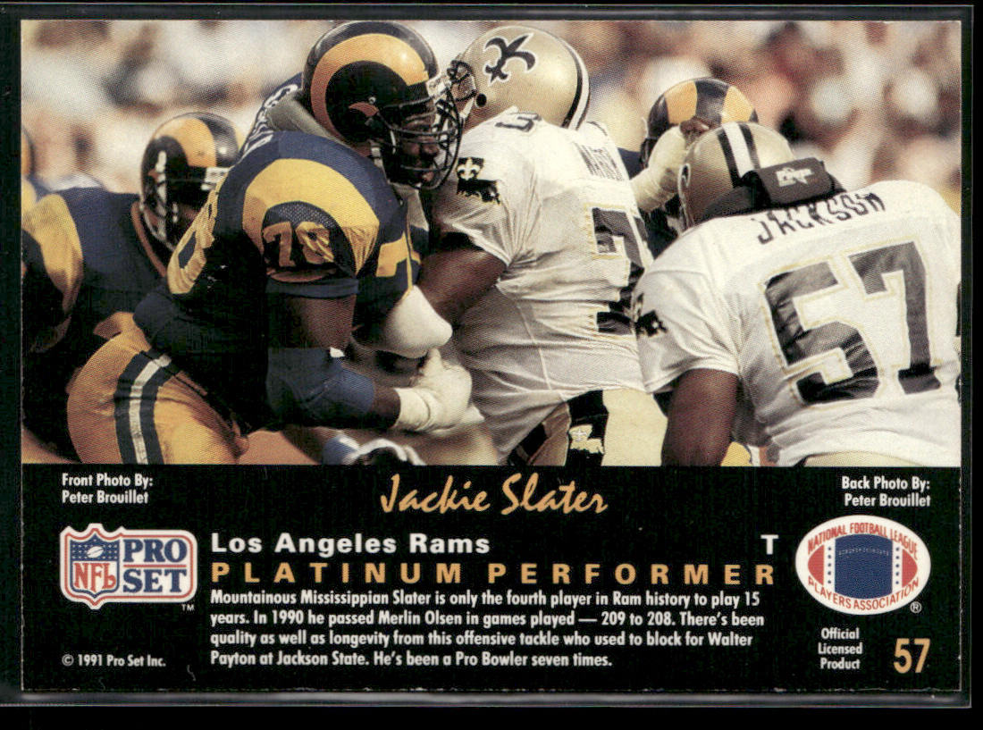 Jackie Slater 1991 Pro Set Platinum #57 Los Angeles Rams