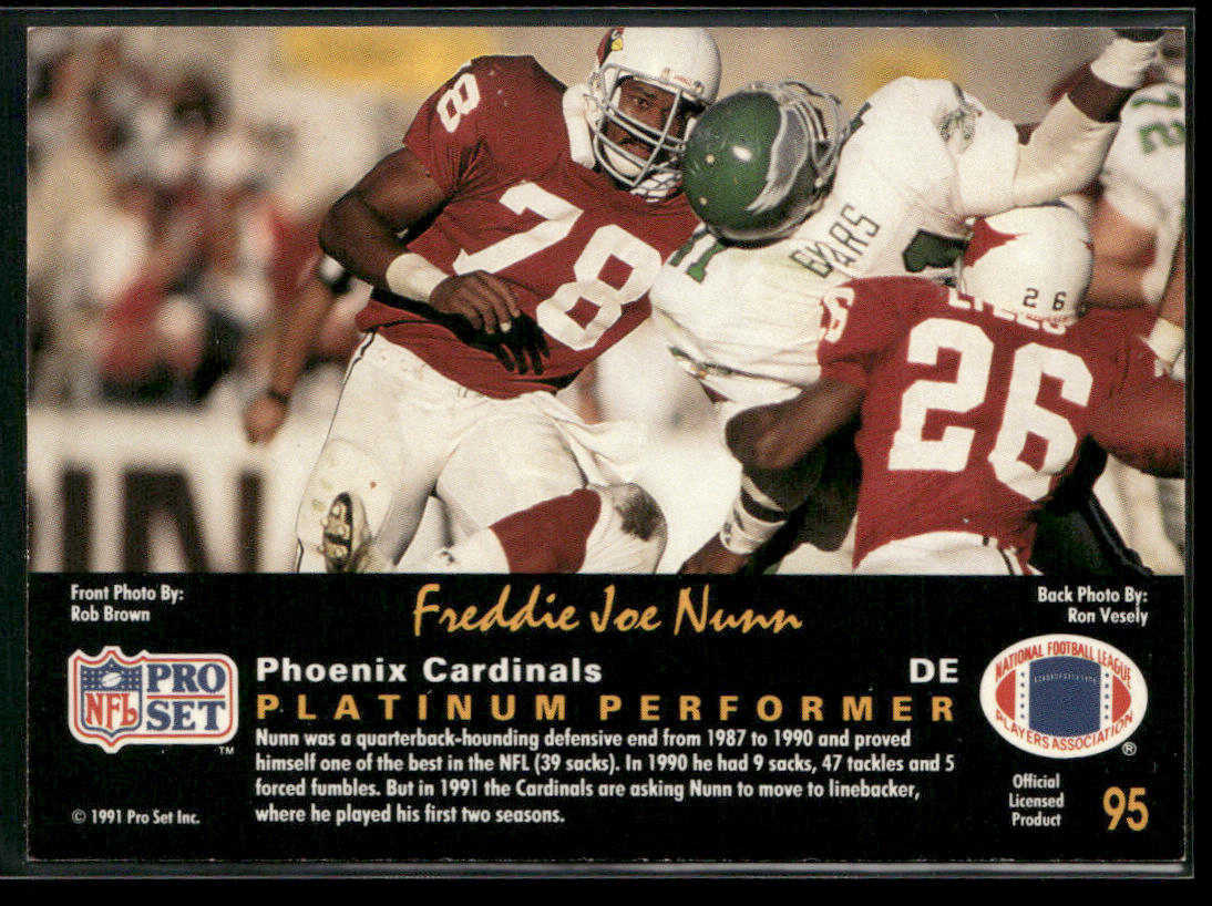 Freddie Joe Nunn 1991 Pro Set Platinum #95 Phoenix Cardinals