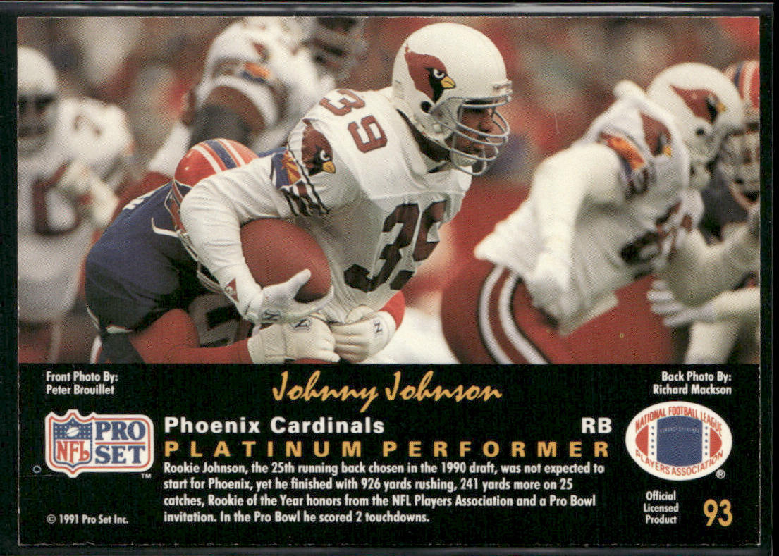 Johnny Johnson 1991 Pro Set Platinum #93 Phoenix Cardinals