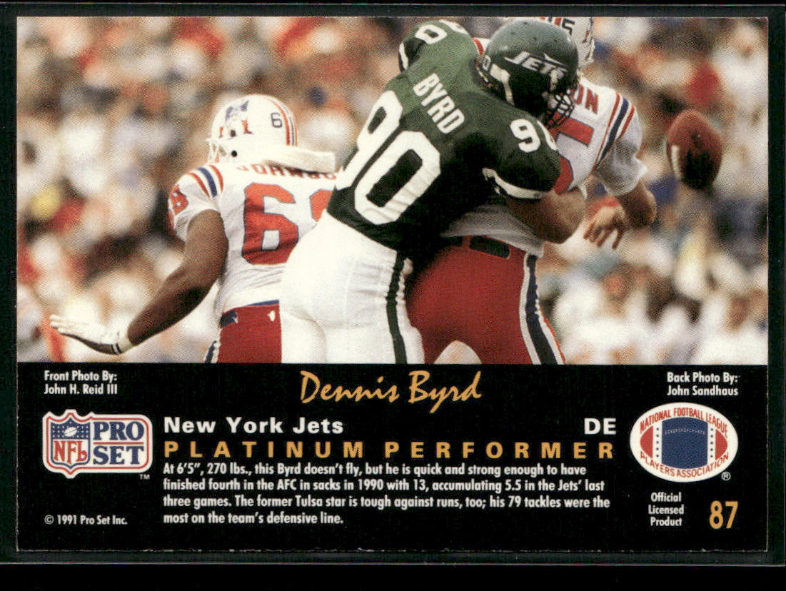 Dennis Byrd 1991 Pro Set Platinum #87 New York Jets