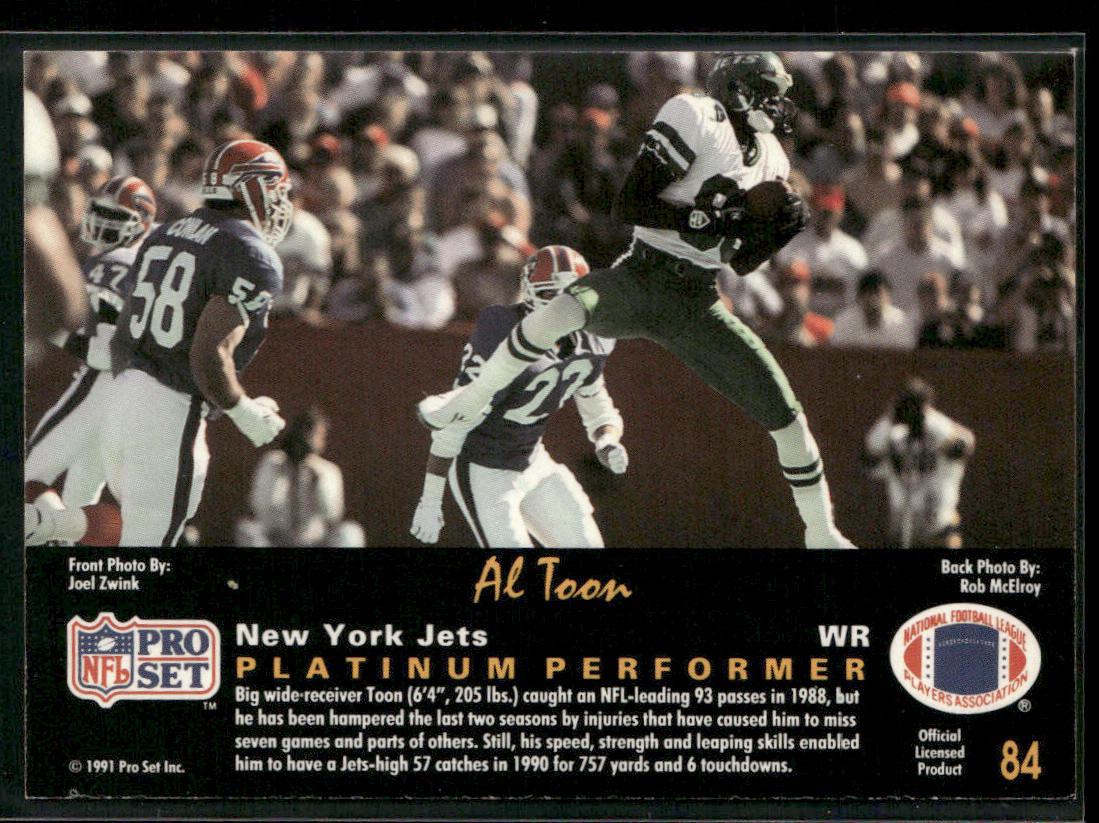 Al Toon 1991 Pro Set Platinum #84 New York Jets