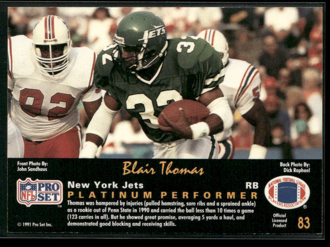 Blair Thomas 1991 Pro Set Platinum #83 New York Jets