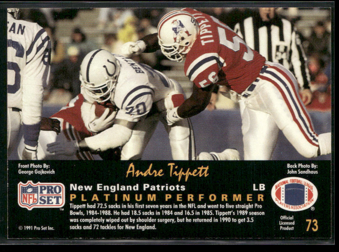 Andre Tippett 1991 Pro Set Platinum #73 New England Patriots