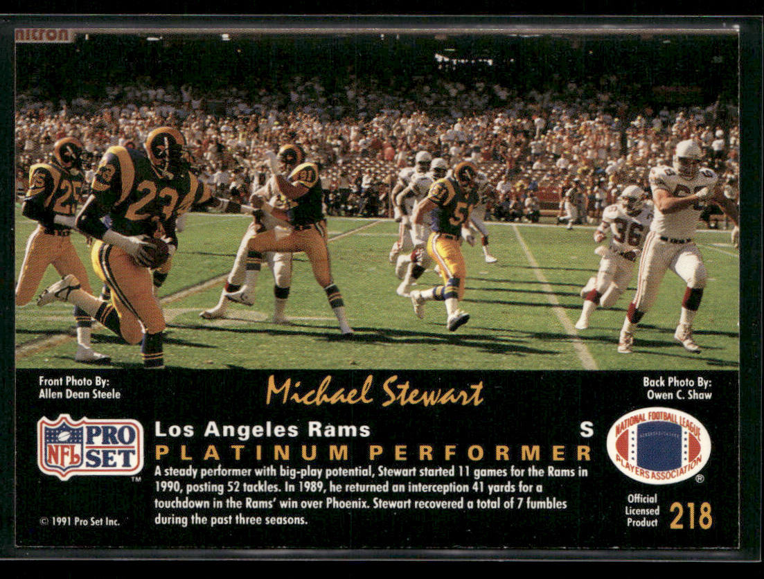 Michael Stewart 1991 Pro Set Platinum #218 Los Angeles Rams