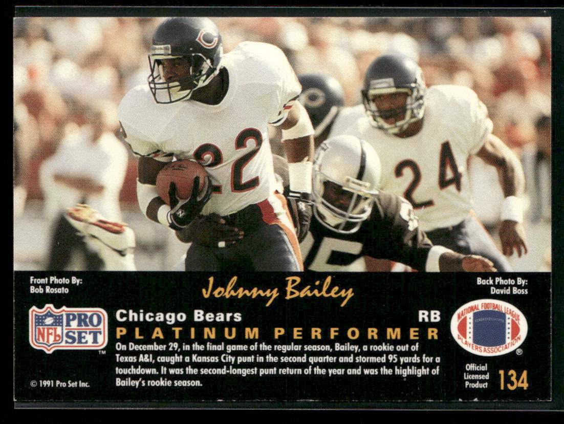 Johnny Bailey 1991 Pro Set Platinum #134 Chicago Bears