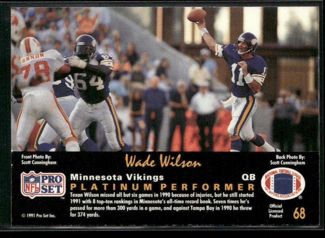 Wade Wilson 1991 Pro Set Platinum #68 Minnesota Vikings