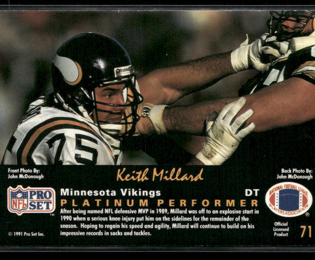 Keith Millard 1991 Pro Set Platinum #71 Minnesota Vikings