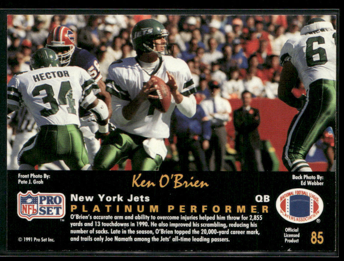 Ken O'Brien 1991 Pro Set Platinum #85 New York Jets