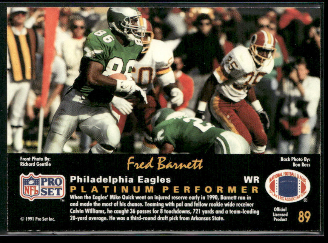 Fred Barnett 1991 Pro Set Platinum #89 Philadelphia Eagles