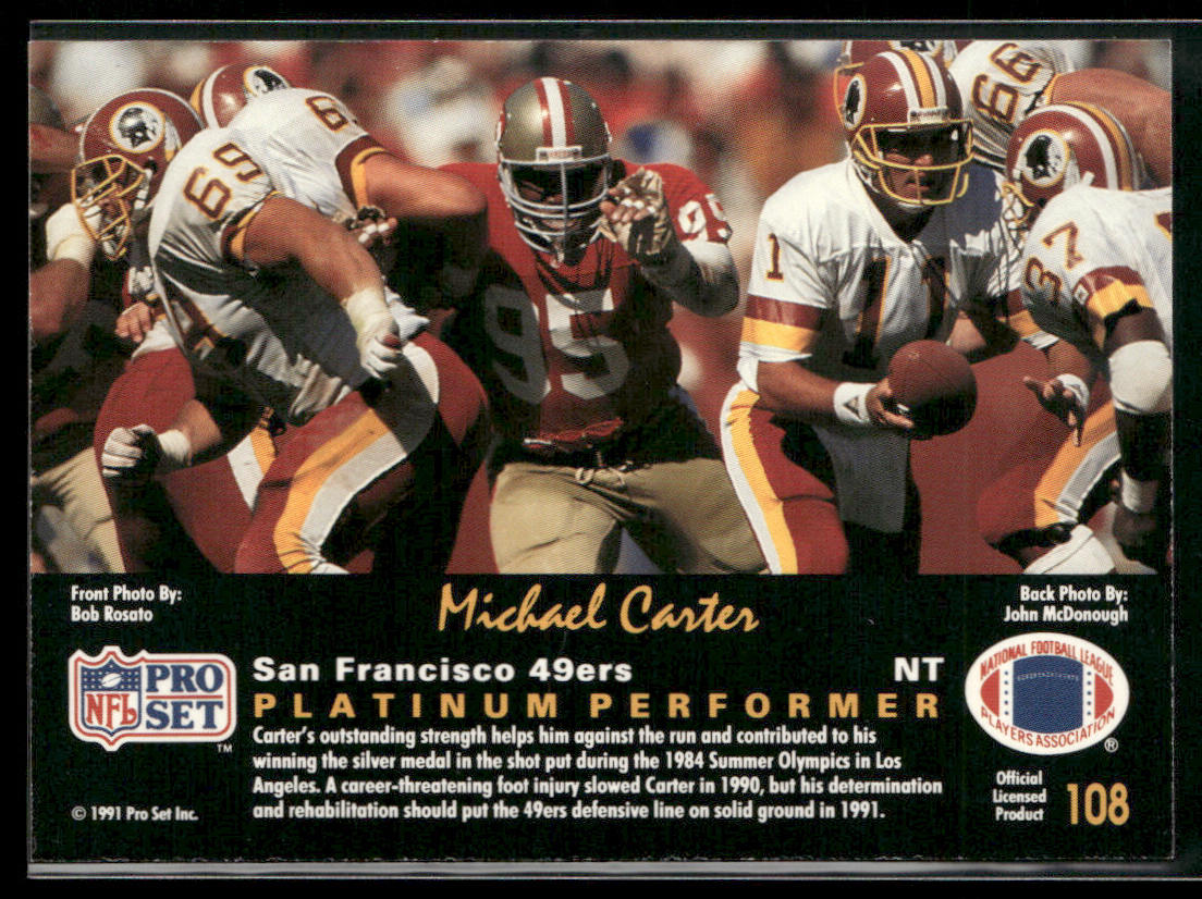 Michael Carter 1991 Pro Set Platinum #108 San Francisco 49ers