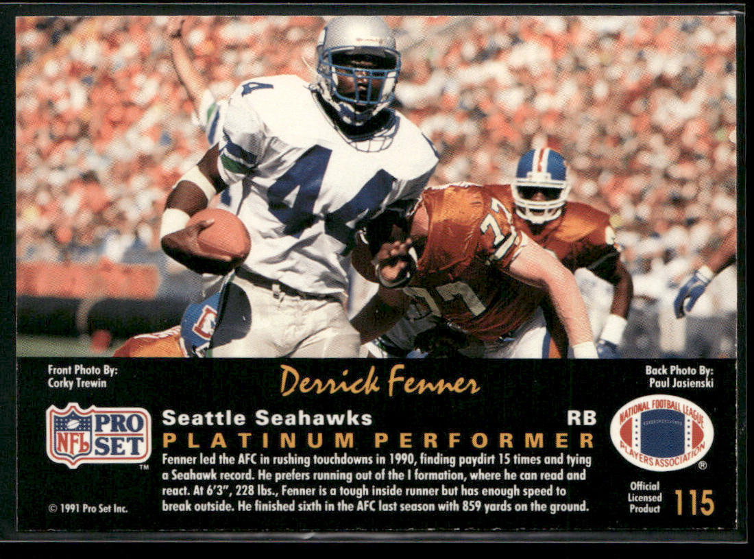 Derrick Fenner 1991 Pro Set Platinum #115 Seattle Seahawks