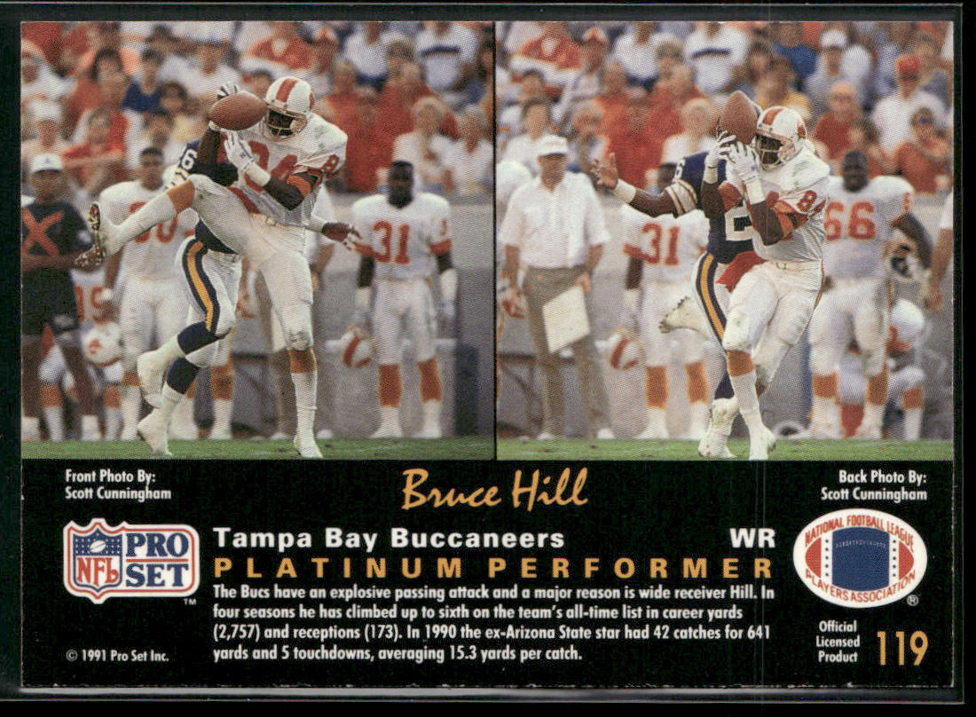 Bruce Hill 1991 Pro Set Platinum #119 Tampa Bay Buccaneers