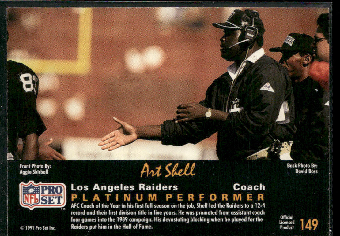 Art Shell 1991 Pro Set Platinum #149 Los Angeles Raiders