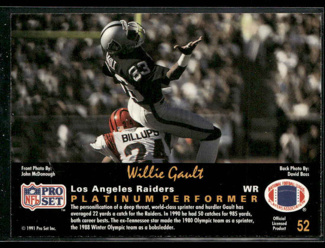 Willie Gault 1991 Pro Set Platinum #52 Los Angeles Raiders