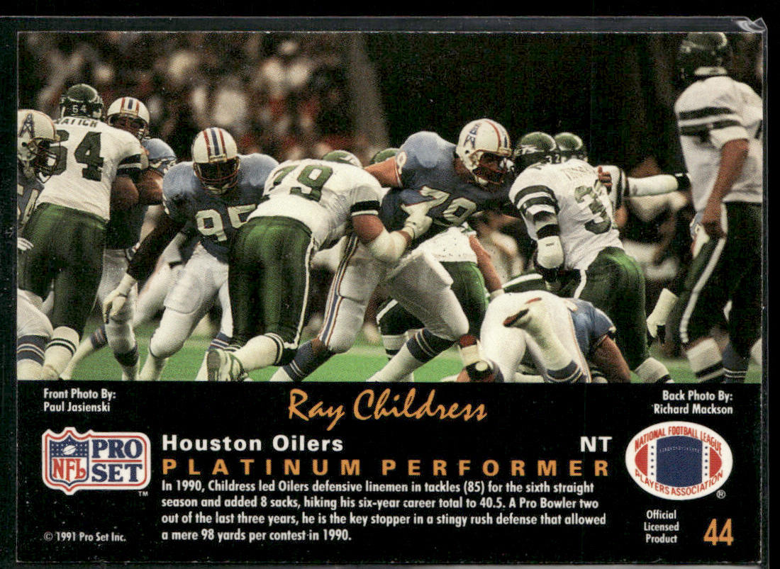Ray Childress 1991 Pro Set Platinum #44 Houston Oilers