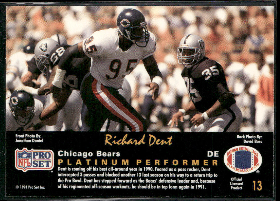 Richard Dent 1991 Pro Set Platinum #13 Chicago Bears