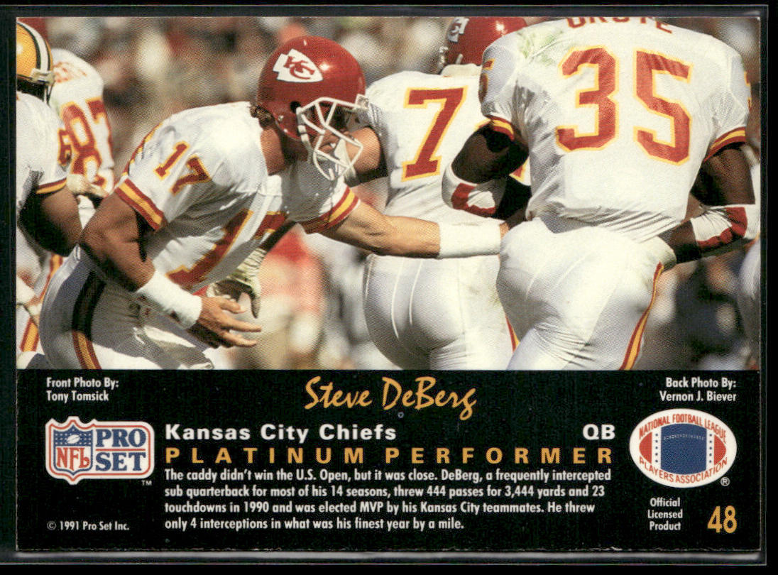 Steve DeBerg 1991 Pro Set Platinum #48 Kansas City Chiefs