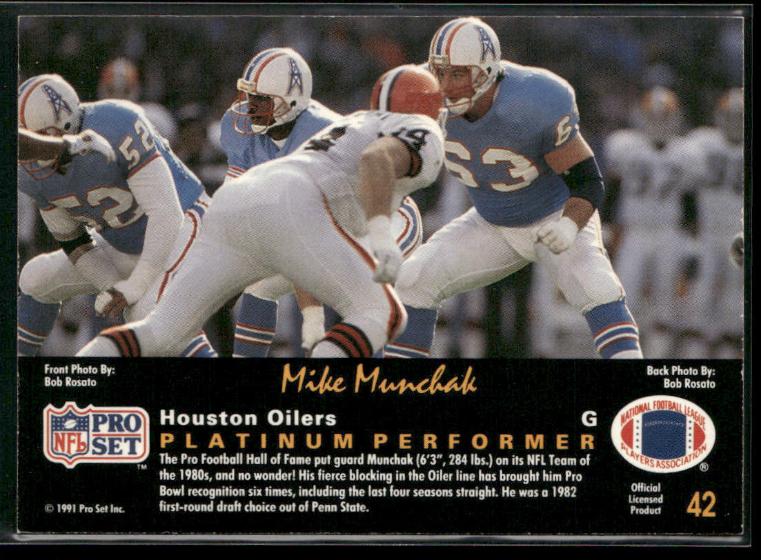 Mike Munchak 1991 Pro Set Platinum #42 Houston Oilers