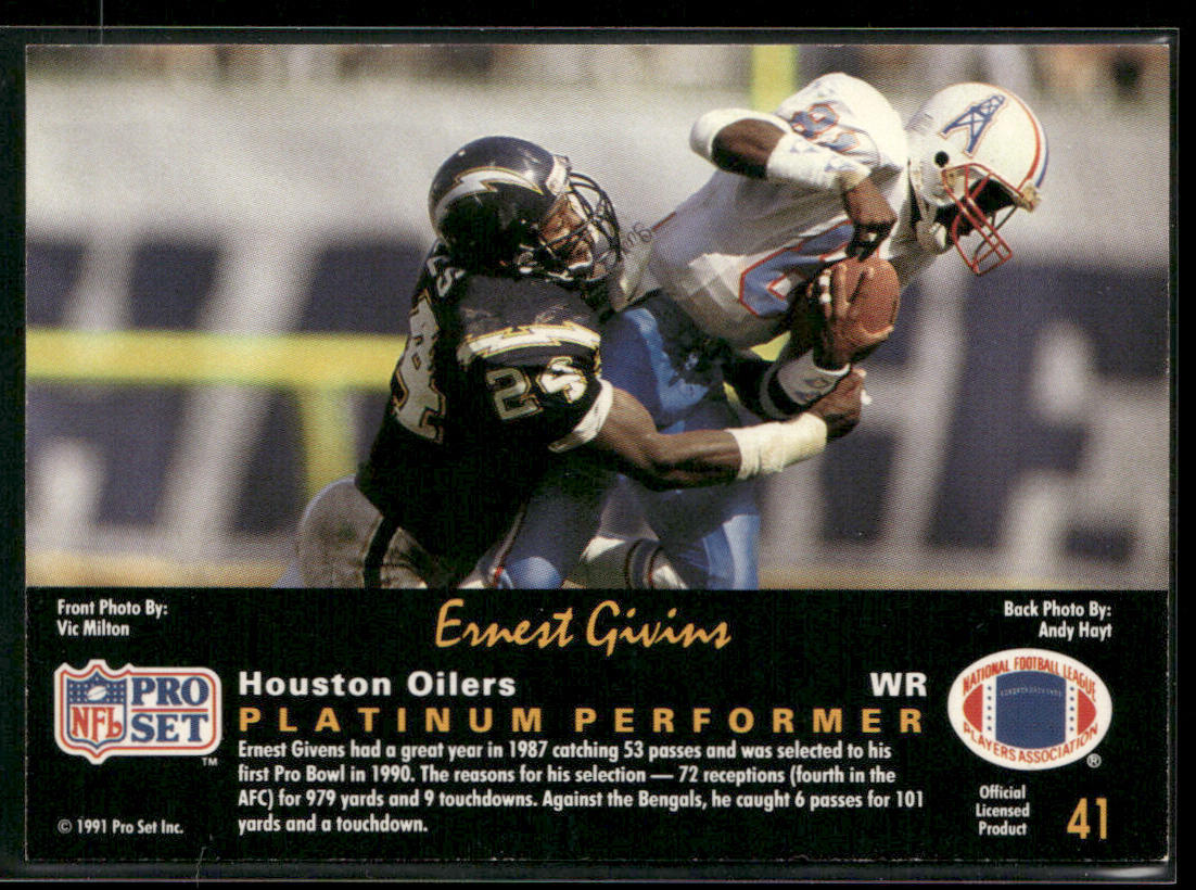 Ernest Givins 1991 Pro Set Platinum #41 Houston Oilers