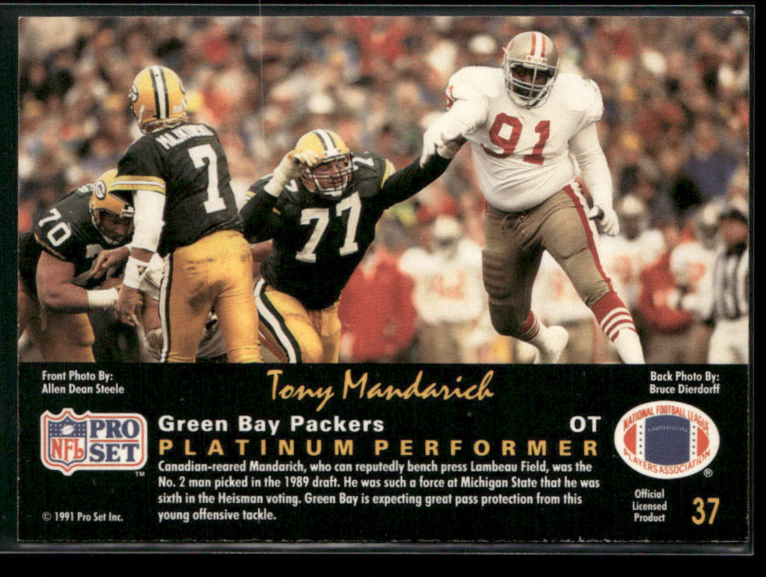 Tony Mandarich 1991 Pro Set Platinum #37 Green Bay Packers
