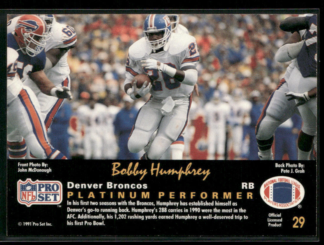 Bobby Humphrey 1991 Pro Set Platinum #29 Denver Broncos