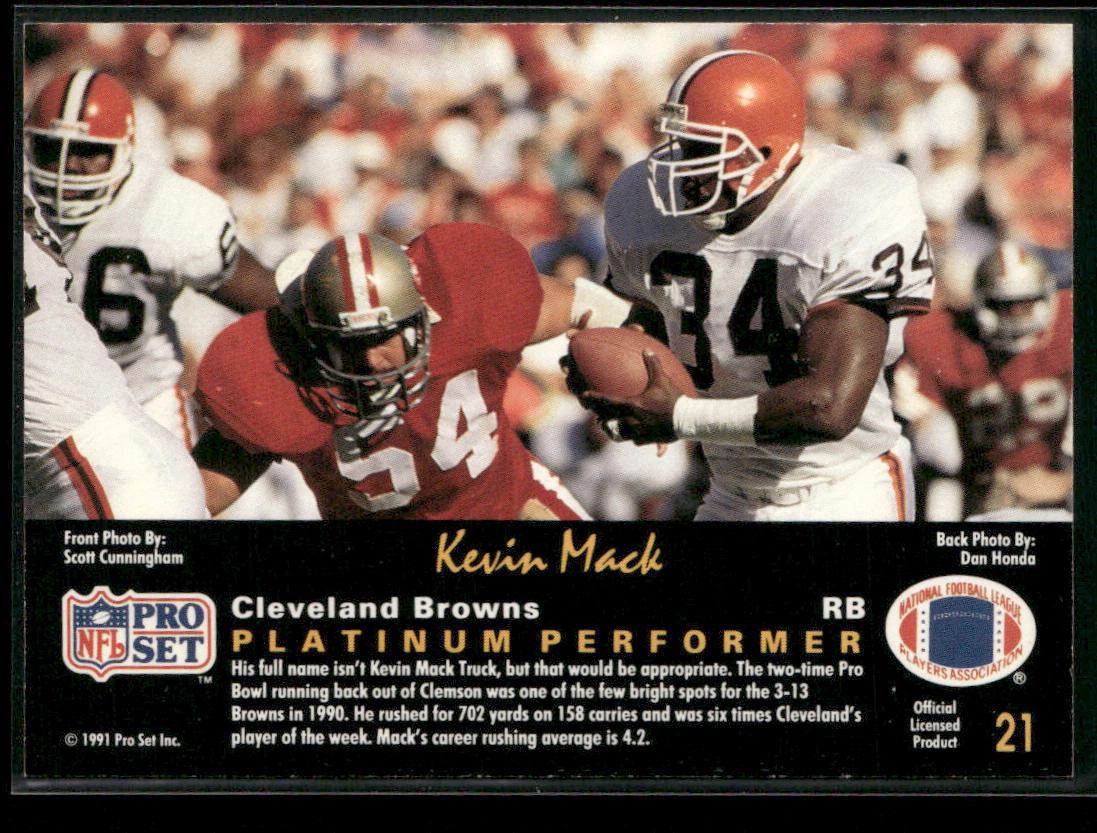 Kevin Mack 1991 Pro Set Platinum #21 Cleveland Browns