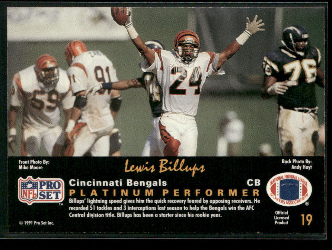 Lewis Billups 1991 Pro Set Platinum #19 Cincinnati Bengals