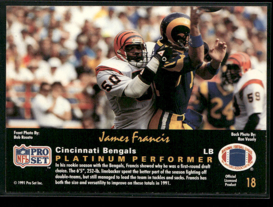 James Francis 1991 Pro Set Platinum #18 Cincinnati Bengals