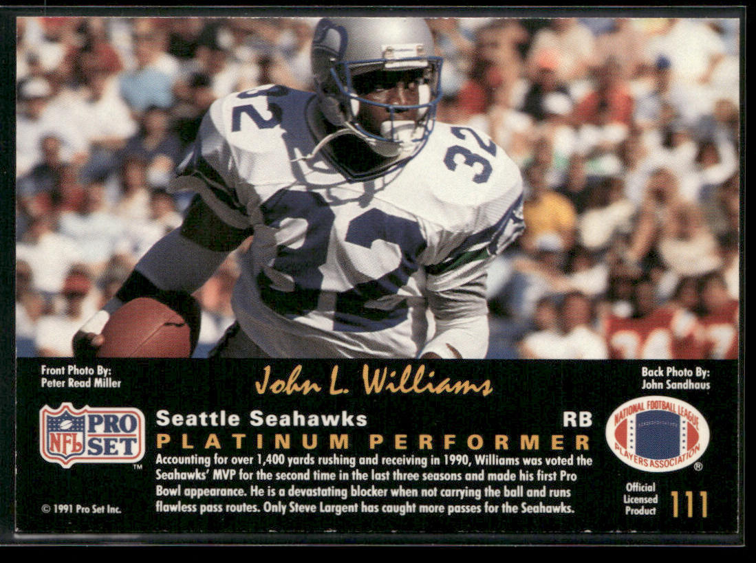John L. Williams 1991 Pro Set Platinum #111 Seattle Seahawks