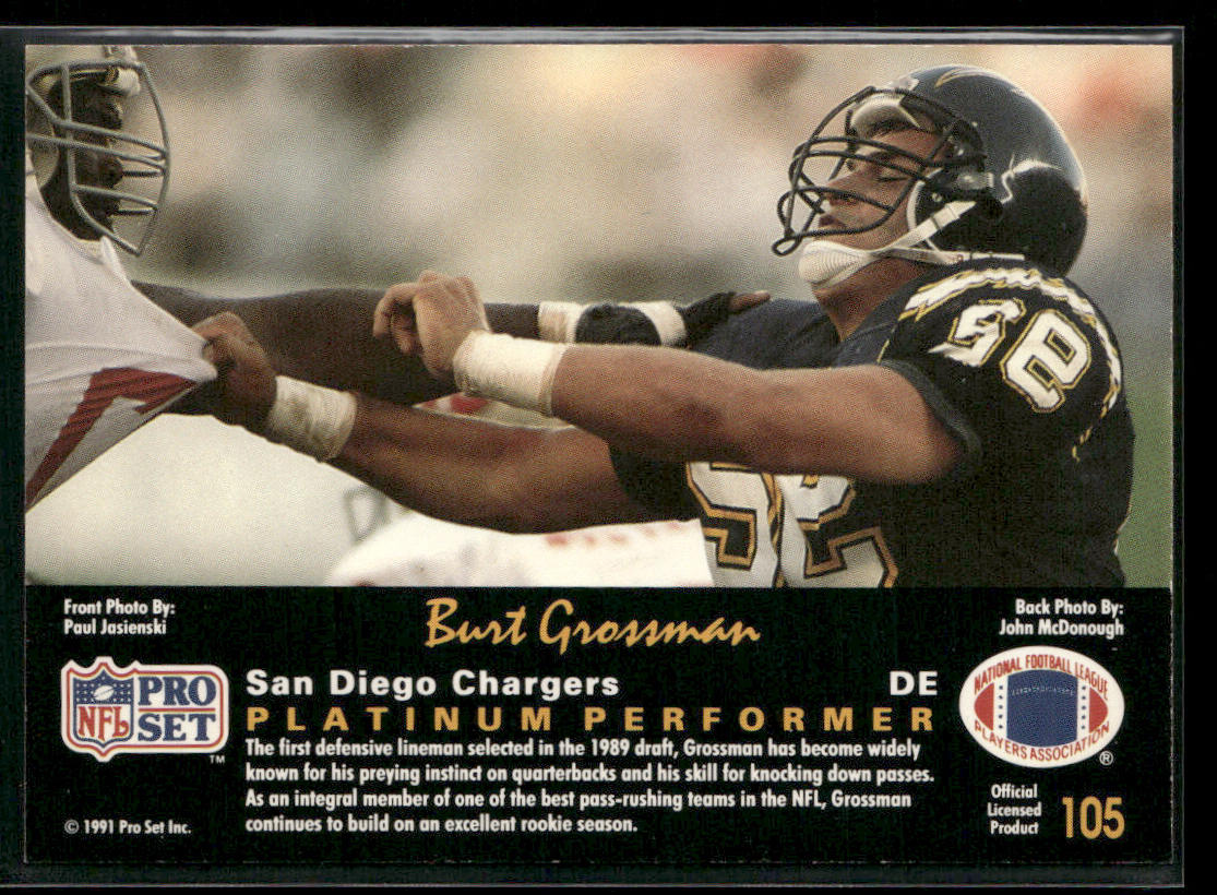 Burt Grossman 1991 Pro Set Platinum #105 San Diego Chargers