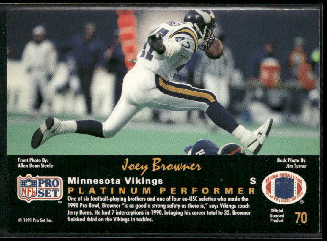 Joey Browner 1991 Pro Set Platinum #70 Minnesota Vikings