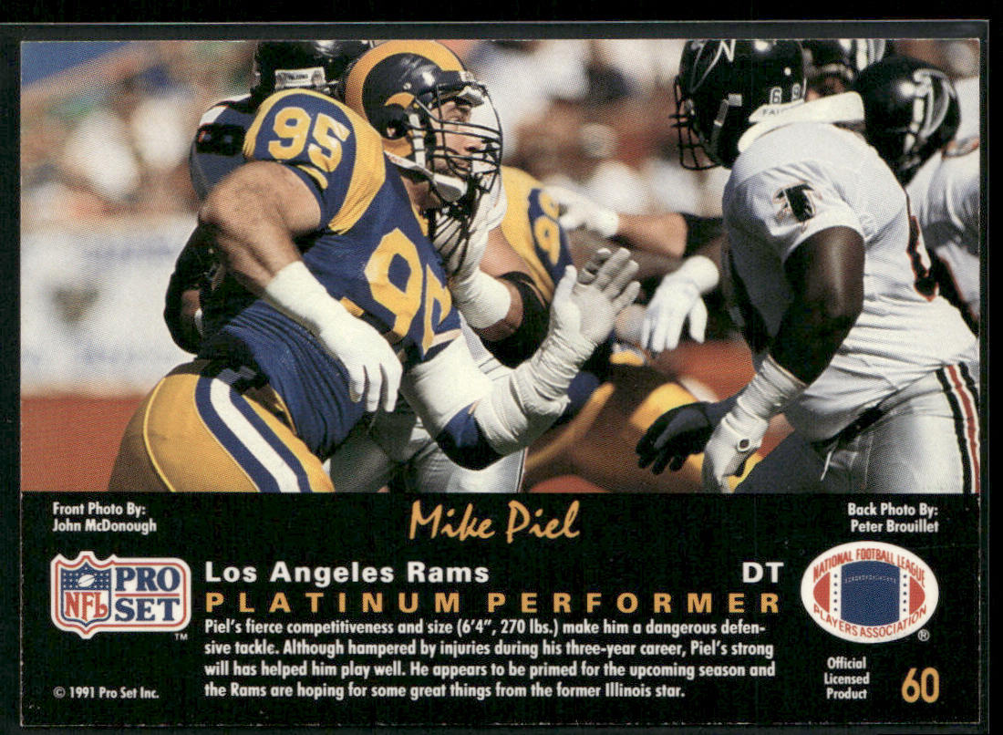 Mike Piel 1991 Pro Set Platinum #60 Los Angeles Rams back